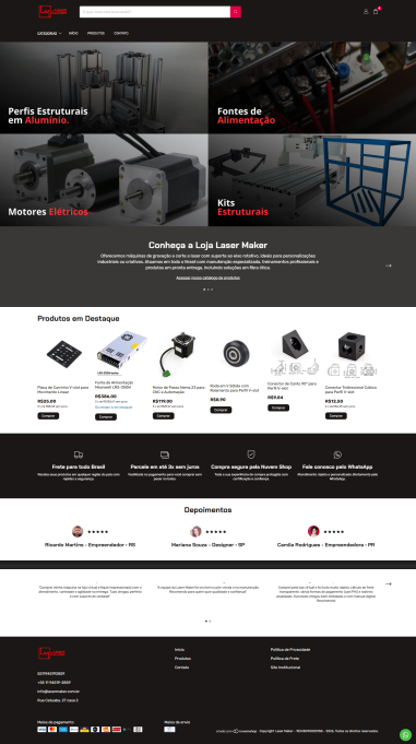 Print longo do site Laser Maker antes da reestruturação