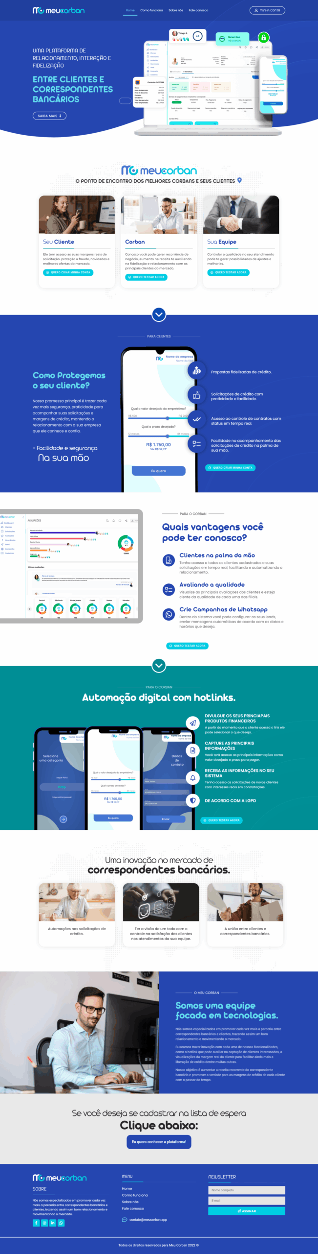 Print longo do site Meu Corban