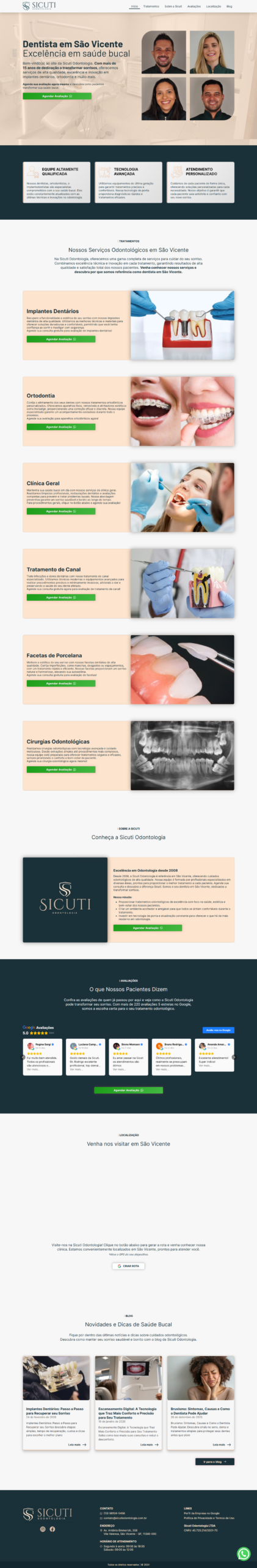 Print longo do site Sicuti Odontologia